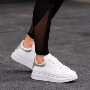 Woman Hype Sole Sneakers In White Partial Silver