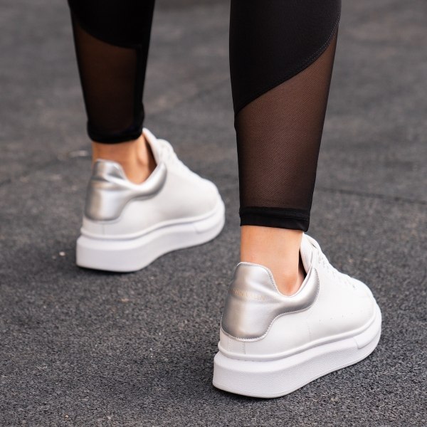 Woman Hype Sole Sneakers In White Partial Silver - 4