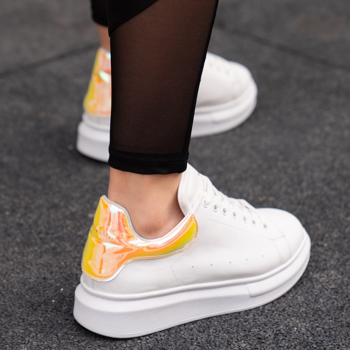 Martin Valen Women’s Chunky Sneakers in White and Hologram | Martin Valen