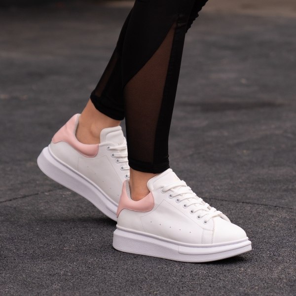 Martin Valen Women High Sole Sneakers White&Pink - 3