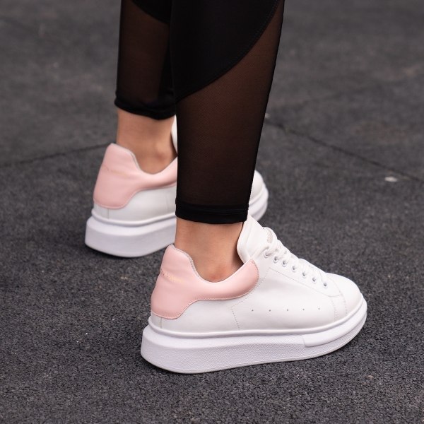 Martin Valen Women High Sole Sneakers White&Pink - 4