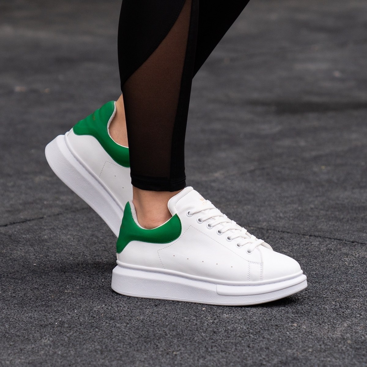 Martin Valen Women’s Chunky Sneakers in White and Green | Martin Valen