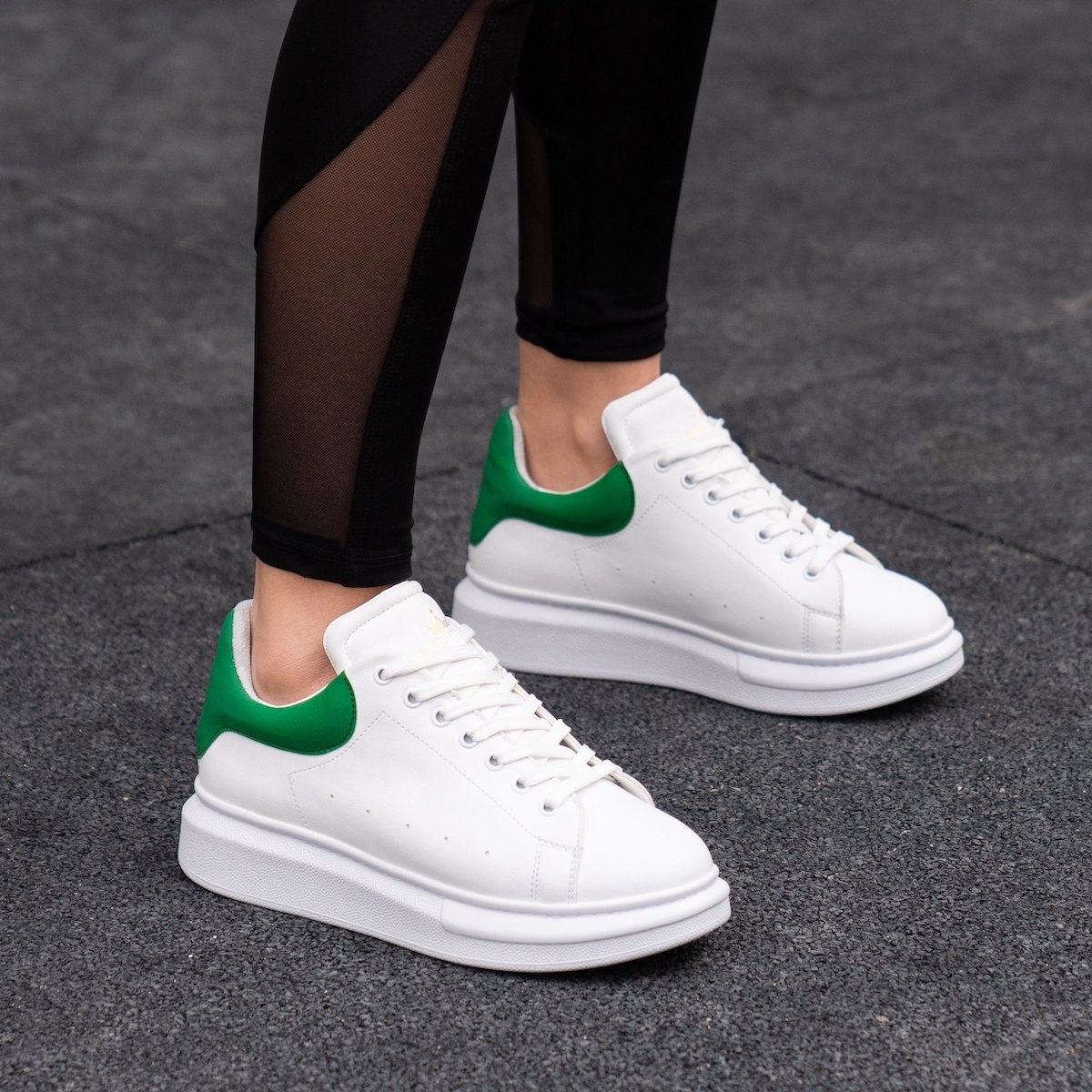 Martin Valen Women High Sole Sneakers White&Green - 1