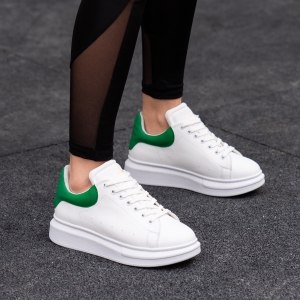 Martin Valen Women High Sole Sneakers White&Green - 1
