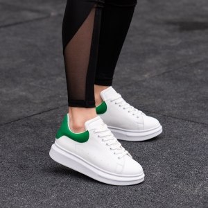 Martin Valen Women High Sole Sneakers White&Green - 3