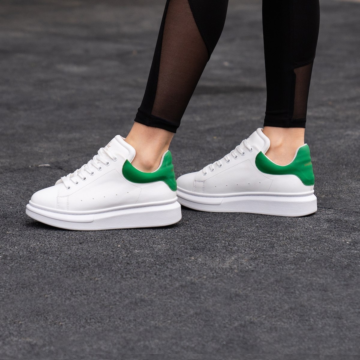 Martin Valen Sneakers da Donna con Suola Alta in Bianco e Verde | Martin Valen