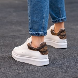 Woman Hype Sole Sneakers in White-Partial Snake Pattern