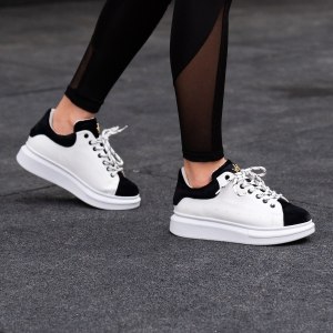 Woman Hype Sole Sneakers in White-Partial Short Black Fur - 2