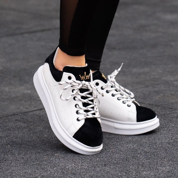 Woman Hype Sole Sneakers in White-Partial Short Black Fur - 3