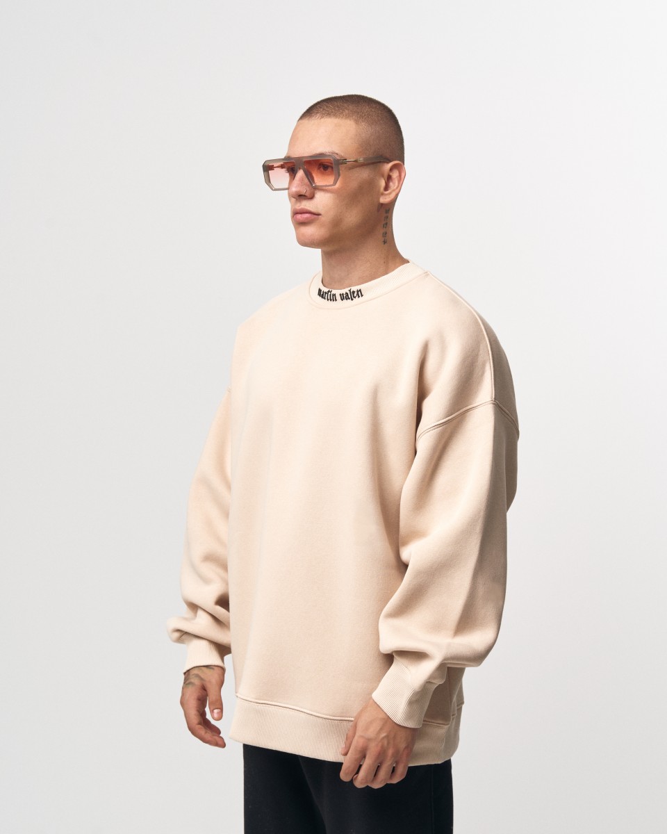 Men's Oversize Sweatshirt O-Neck Cream - 3