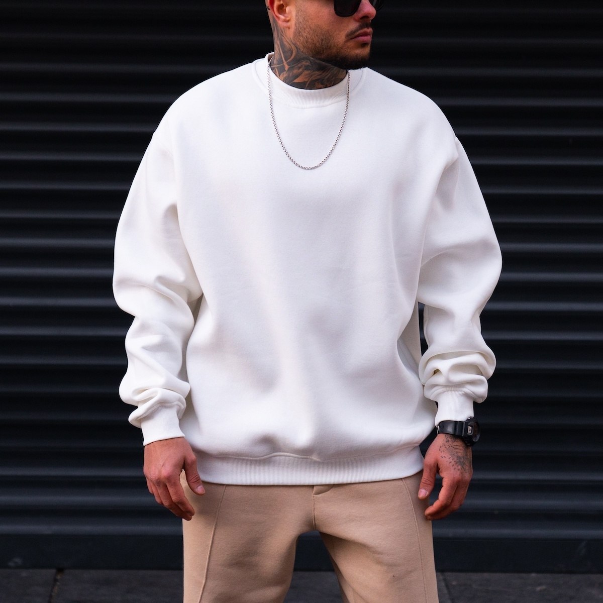 Men's Oversize Sweatshirt X-Mark White | Martin Valen