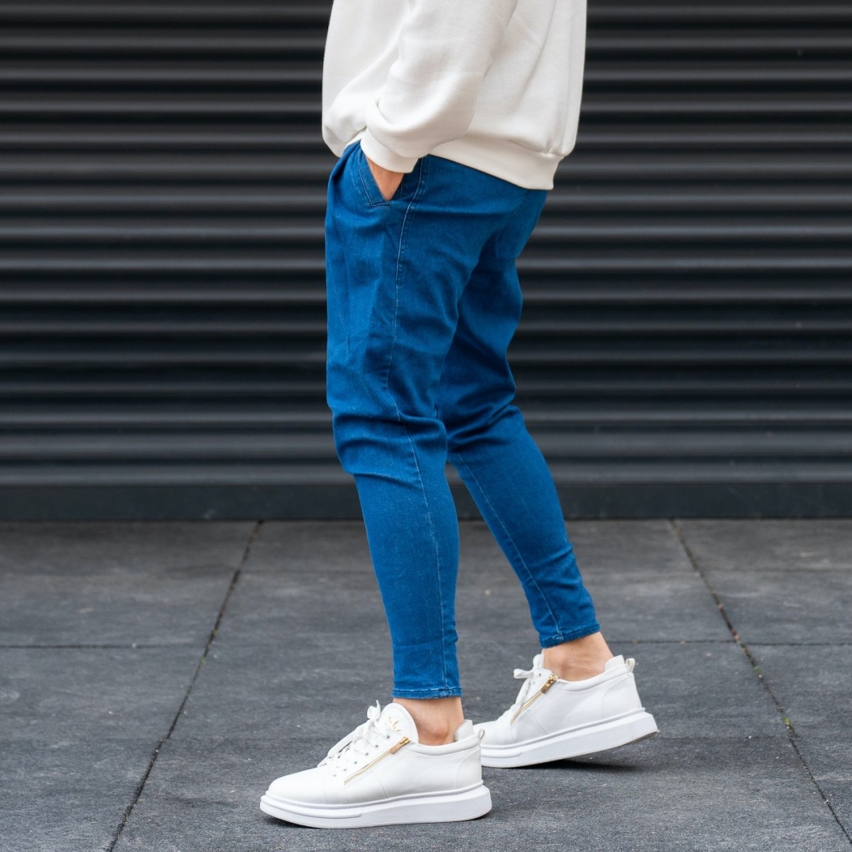 Men's Oversize Jeans Shalvar Style Medium Blue