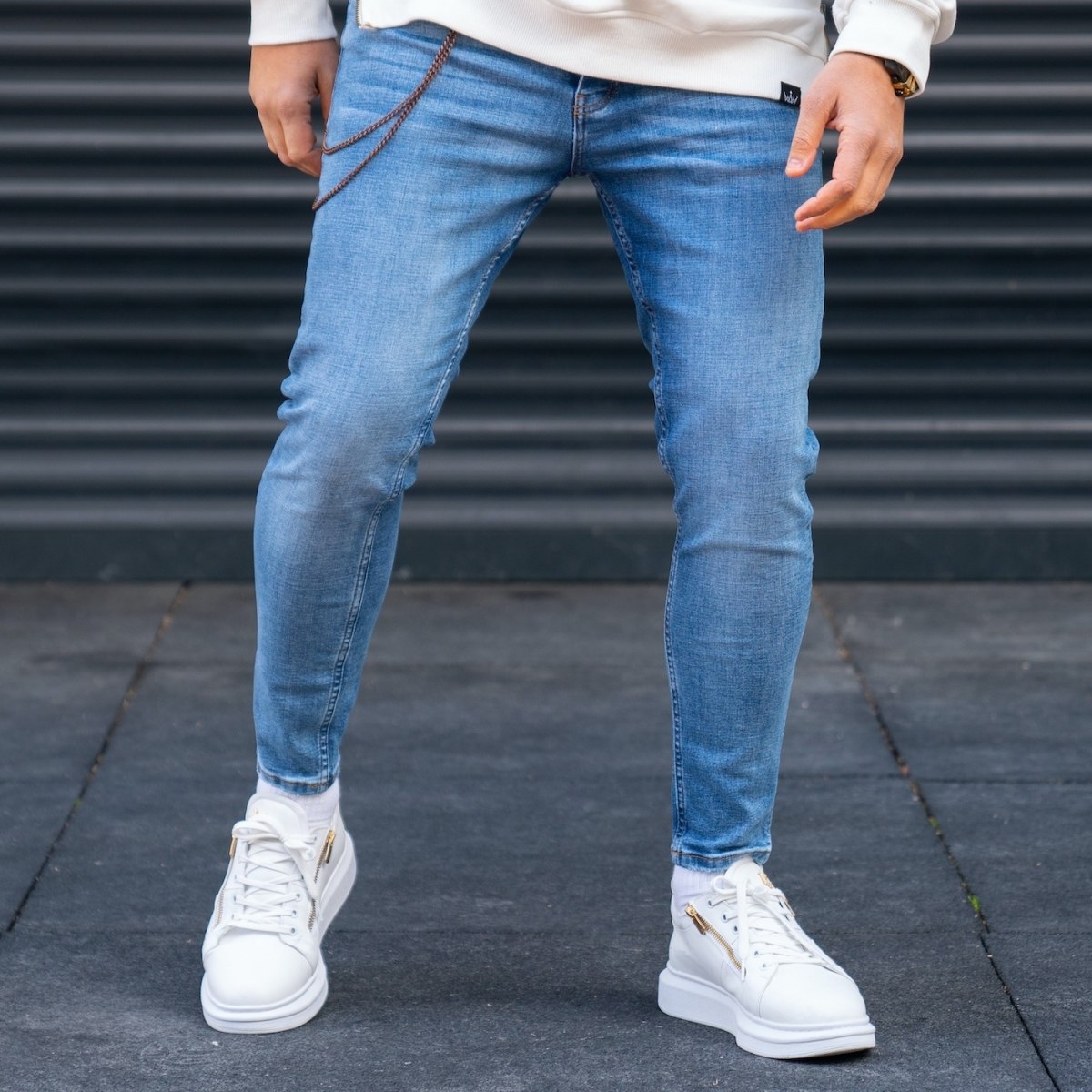 RRJ Men's Basic Denim Slim Straight fitting Mid Waist Camellion Blue T –  Rough Rider Jeans