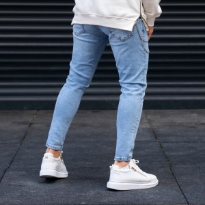 Men's Basic Ice Blue Jeans with Chain