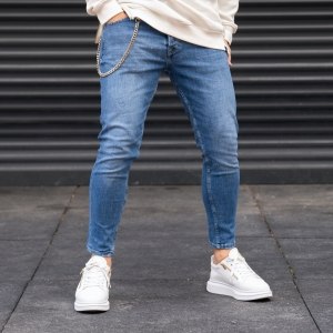 Men's Chained Basic Blue Jeans - 2