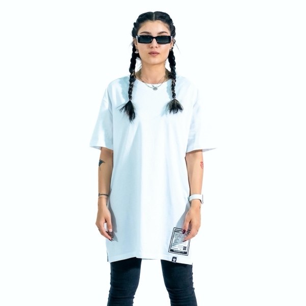 Unisex Printed Back Oversize White T-shirt - 1