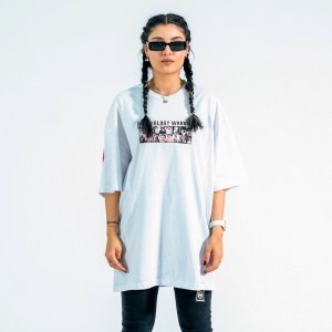 Unisex Printed Oversize White T-shirt - 1