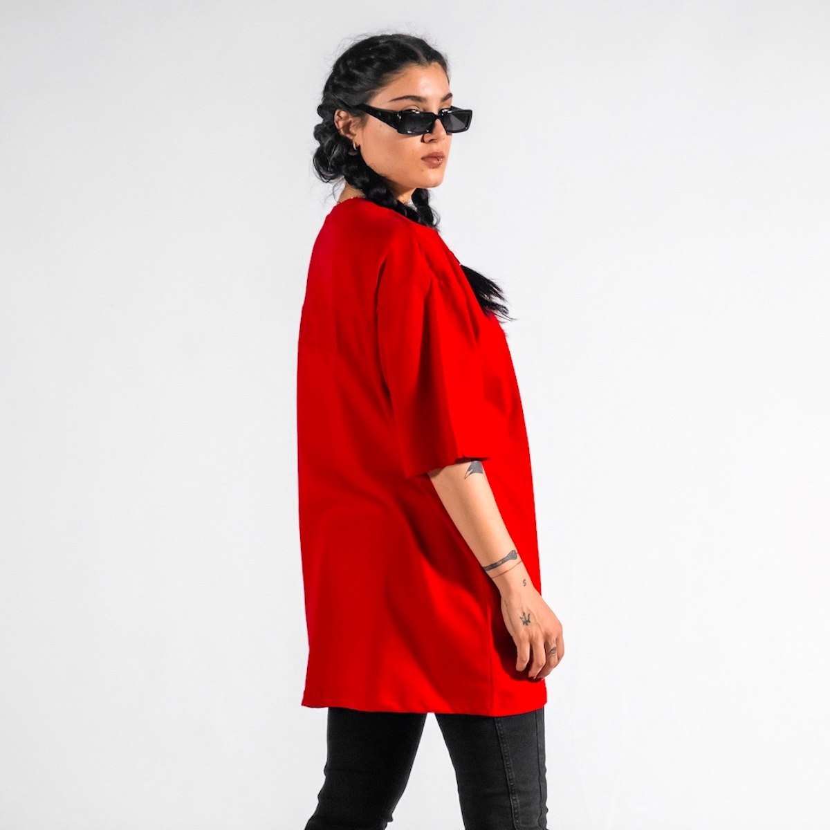 Unisex Embossed Back Printed Oversize Red T-shirt | Martin Valen