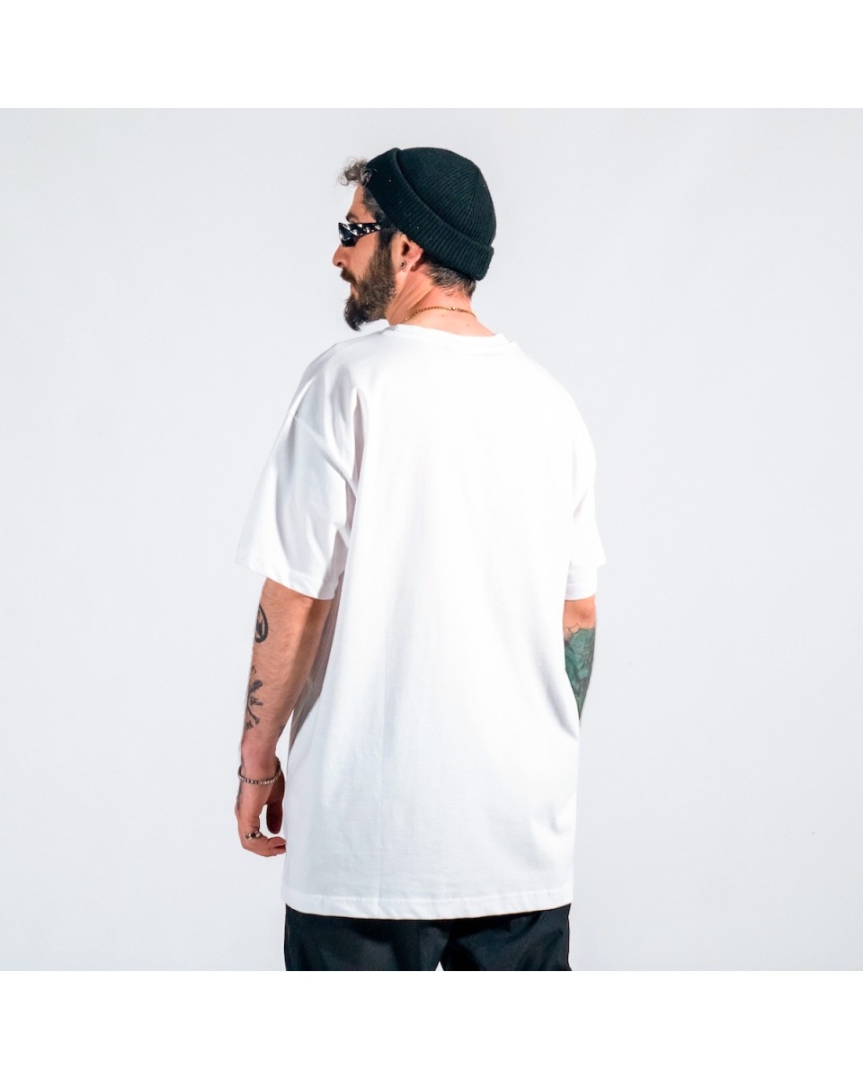 Men's Pocket Detail Oversize White T-shirt | Martin Valen