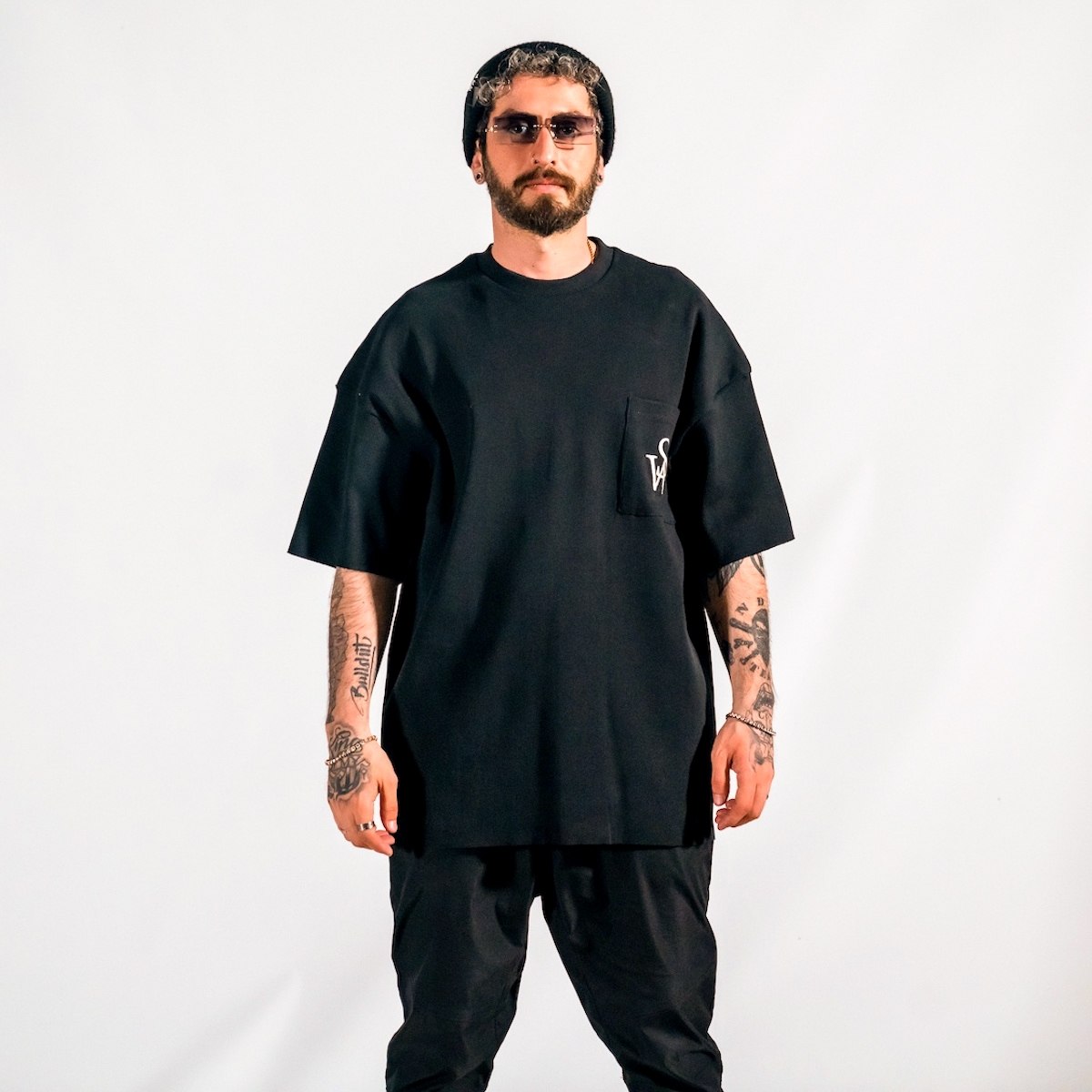 Men's Camisole Thick Fabric Oversized Black T-shirt | Martin Valen