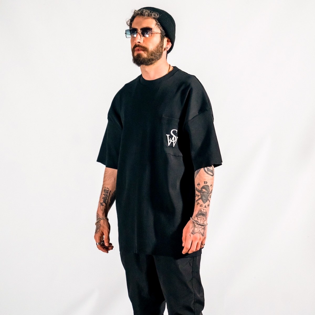 Men's Camisole Thick Fabric Oversize Black T-shirt | Martin Valen