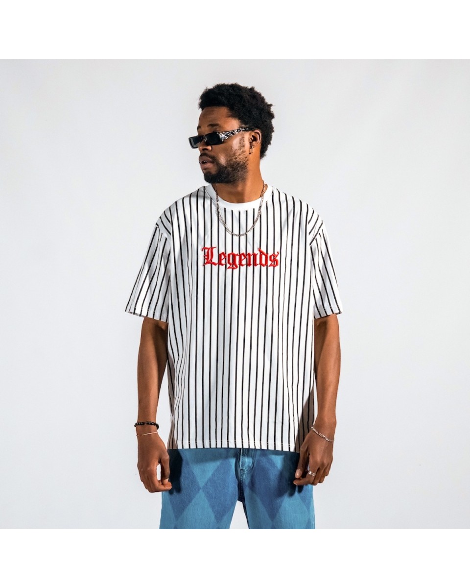 Camiseta masculina com apliques de detalhe de linha bordada camiseta branca grande | Martin Valen