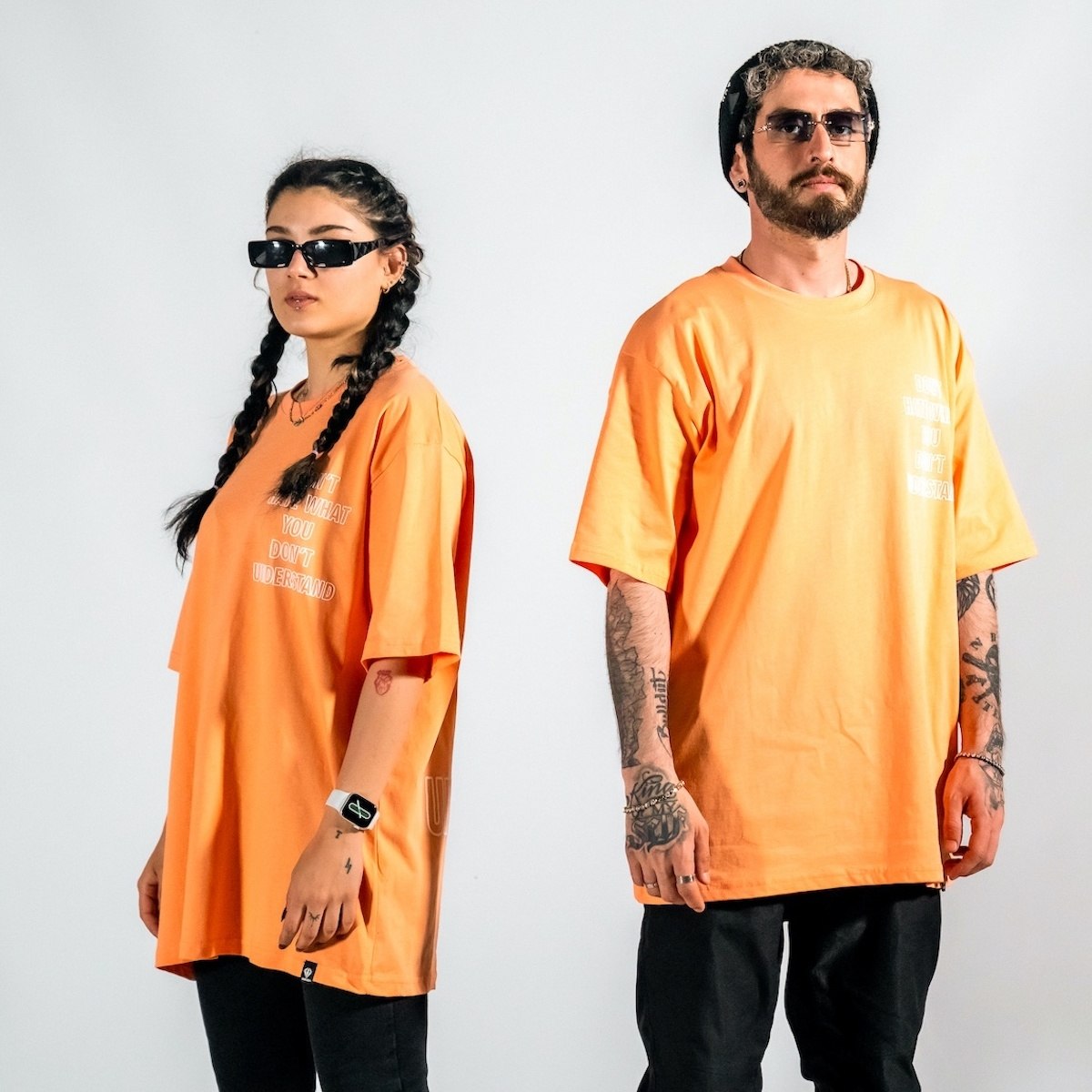 Men's Text Printed Oversized Orange T-shirt | Martin Valen