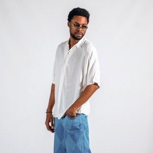 Men's Back Printed Thin Fabric Oversize White Shirt - 4