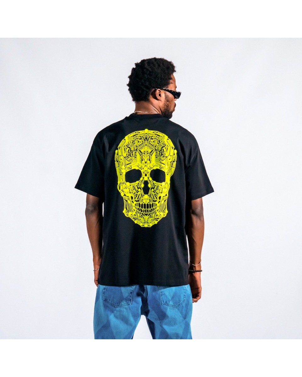 Men's Skull Print Oversized Black T-shirt | Martin Valen