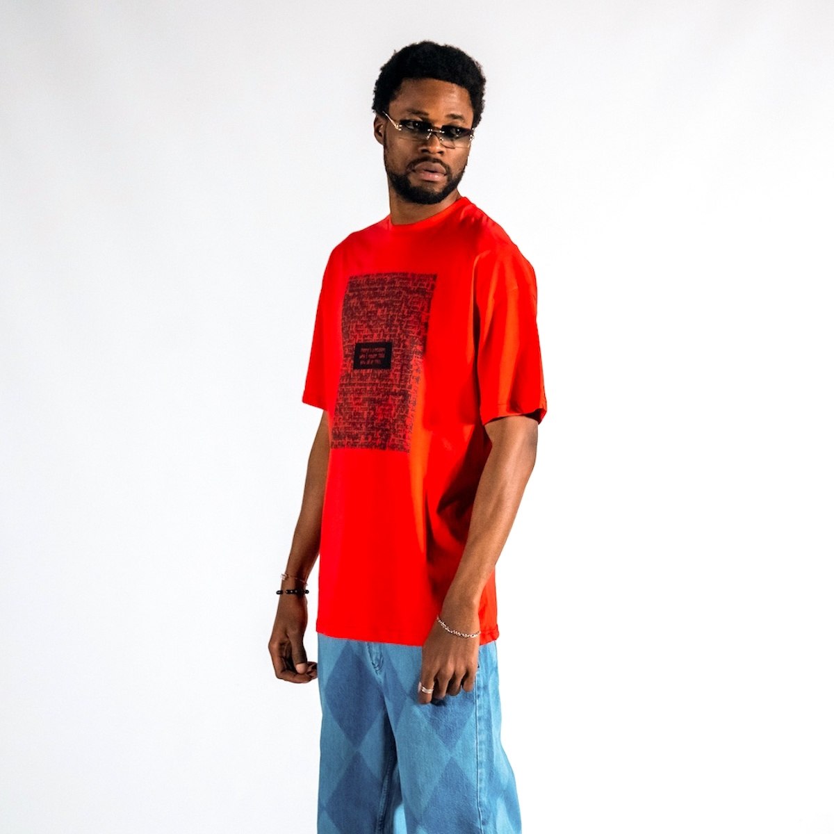 Men's Front Text Printed Oversized Red T-shirt | Martin Valen