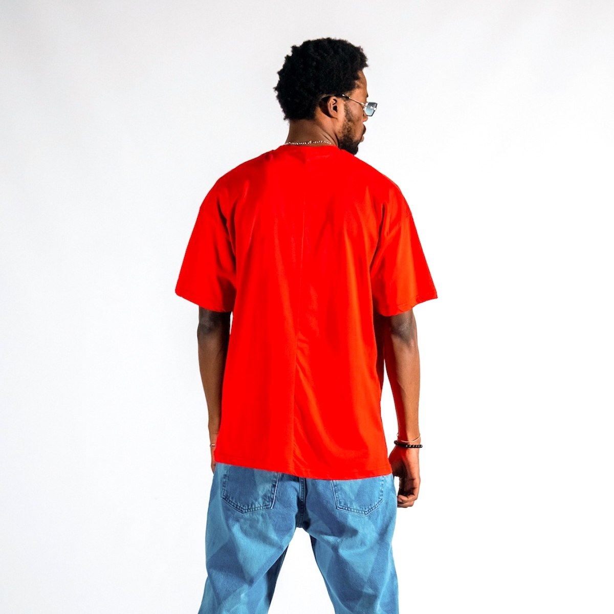 Men's Front Text Printed Oversize Red T-shirt | Martin Valen