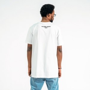 Men's Yellow Text Printed Oversized White T-shirt - 3