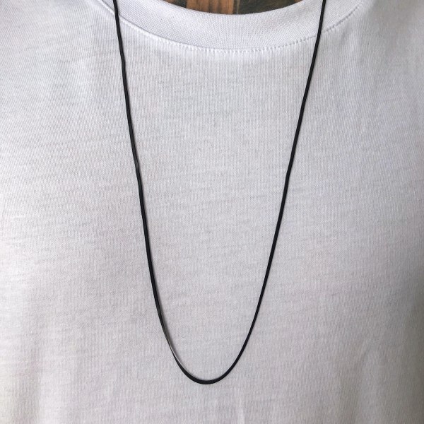 Men's Thin Chain Steel Long Black Necklace