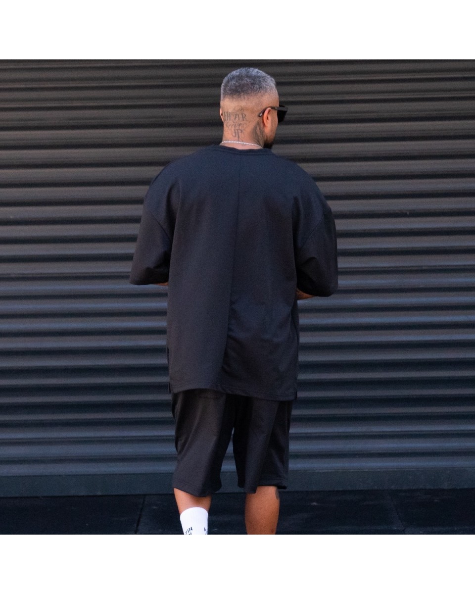Мужской комплект оверсайз с шортами из легкой ткани, черный | Martin Valen
