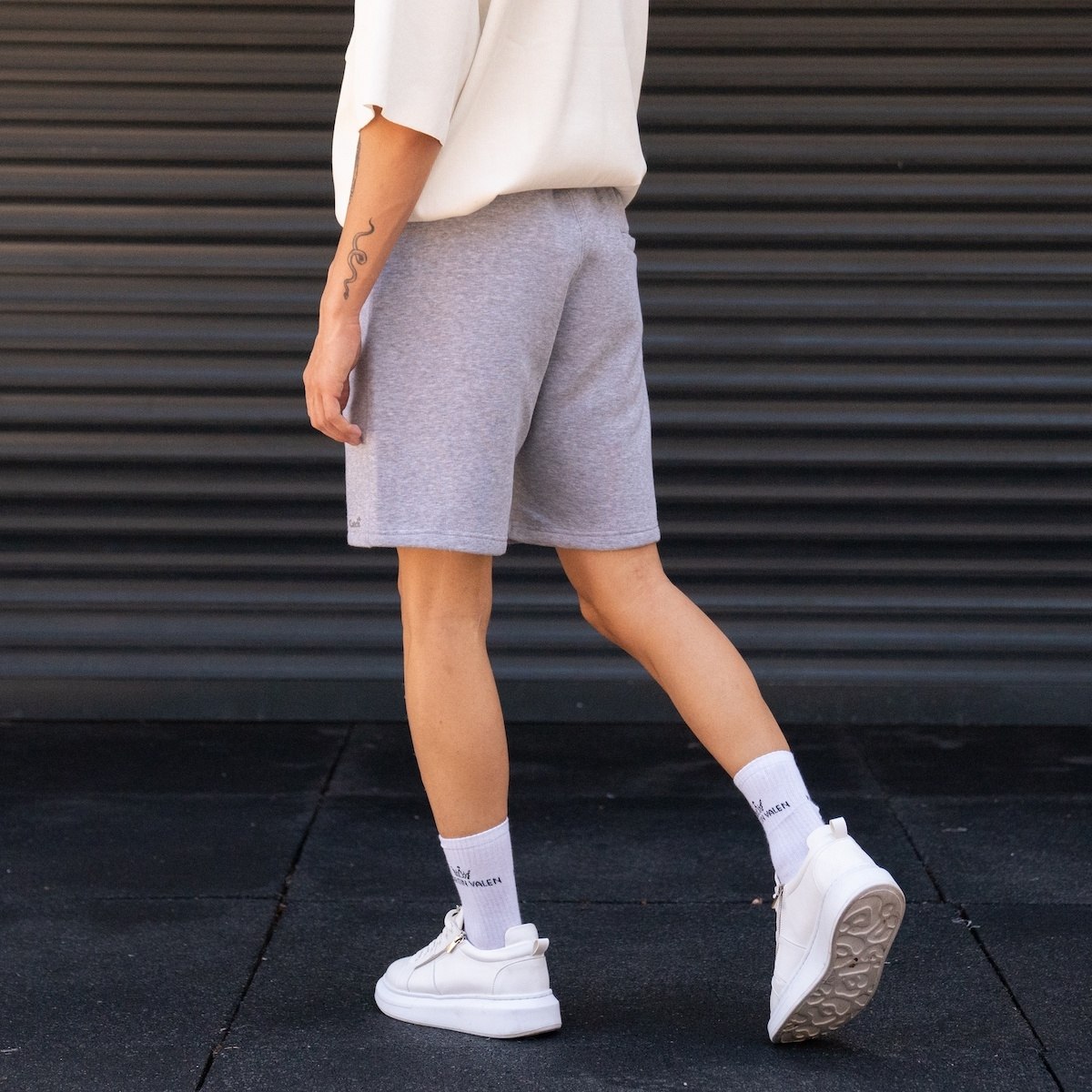 Men's Oversized Thick Fabric Gray Shorts | Martin Valen
