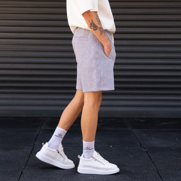 Men's Oversized Thick Fabric Gray Shorts - 5
