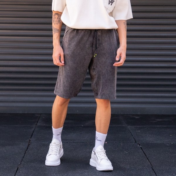 Men's Oversized Thick Fabric Smoked Shorts - 1
