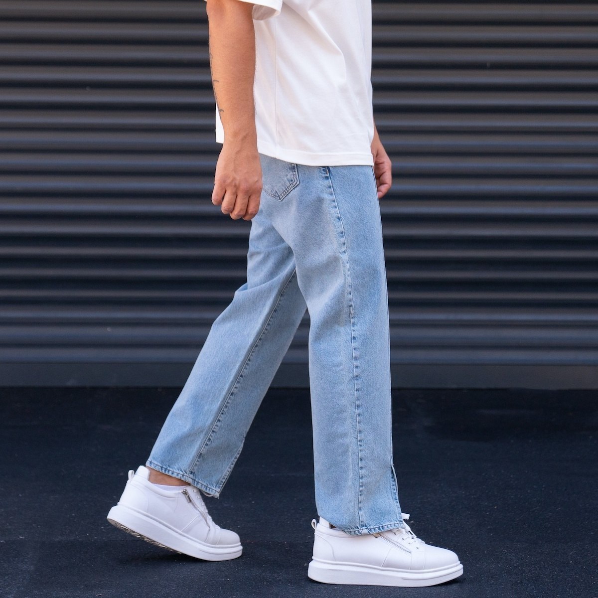 Men's Oversize Baggy Ice Blue Jeans | Martin Valen