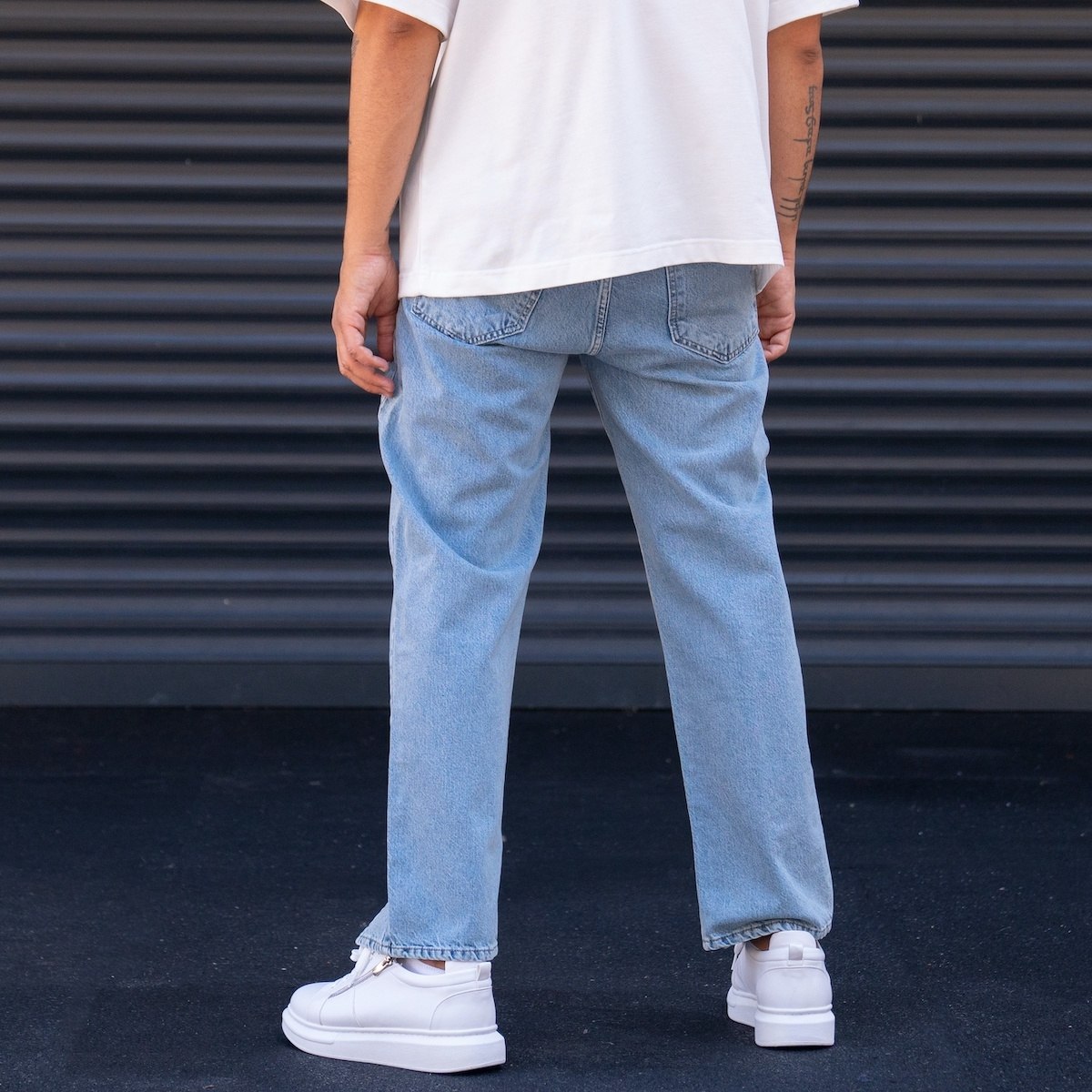 Jeans Holgados de Color Azul Hielo para Hombre | Martin Valen
