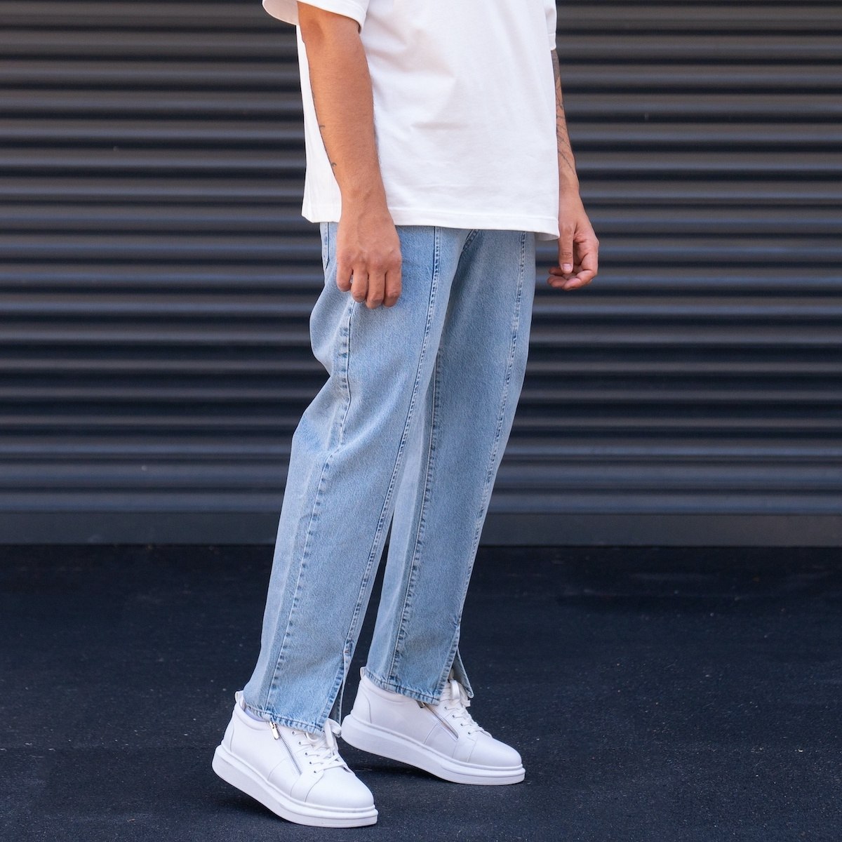 Mannen Oversized Baggy Ijsblauwe Jeans | Martin Valen