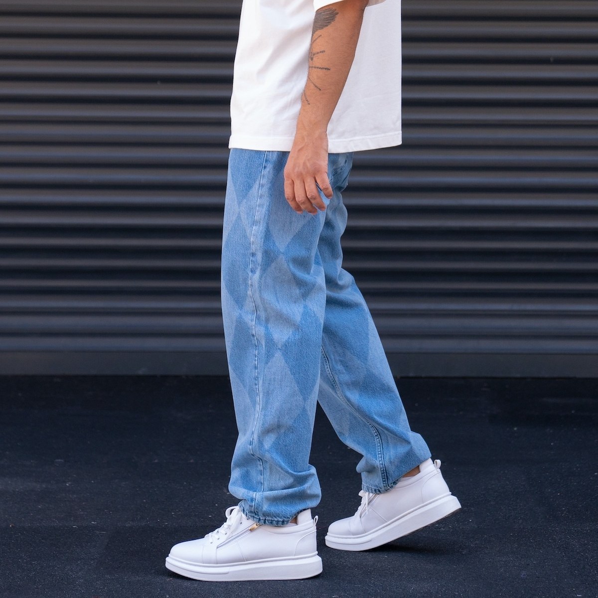 Calças Jeans Largas e Oversized para Homem, Azul Gelo | Martin Valen