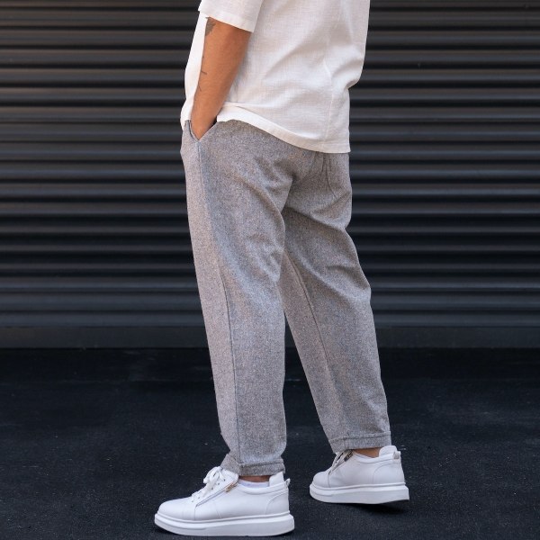 Men's Oversized Woven Gray Fabric Trousers - 3