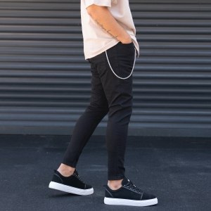 Herren Jeans mit Kette in schwarz - 2
