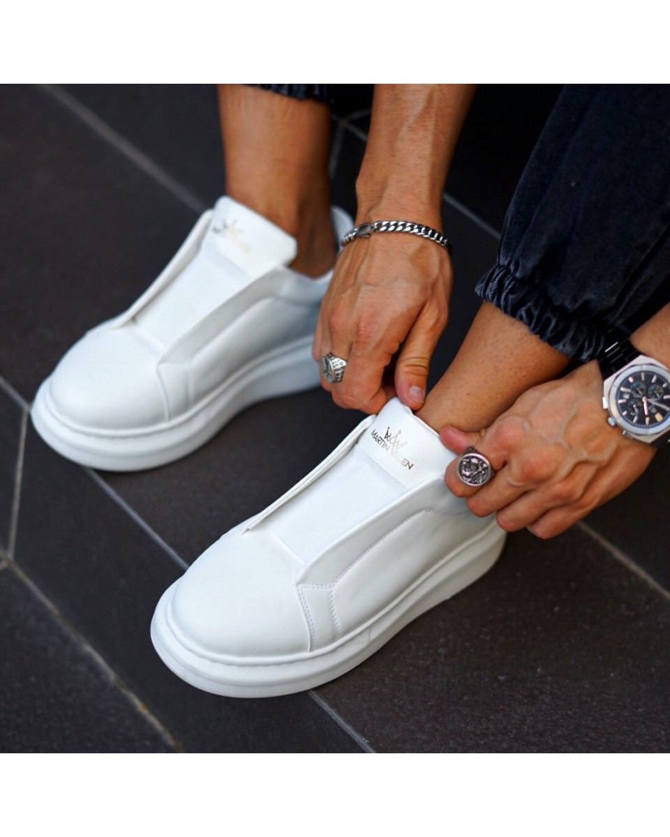 Men's Slip On Sneakers Shoes White | Martin Valen