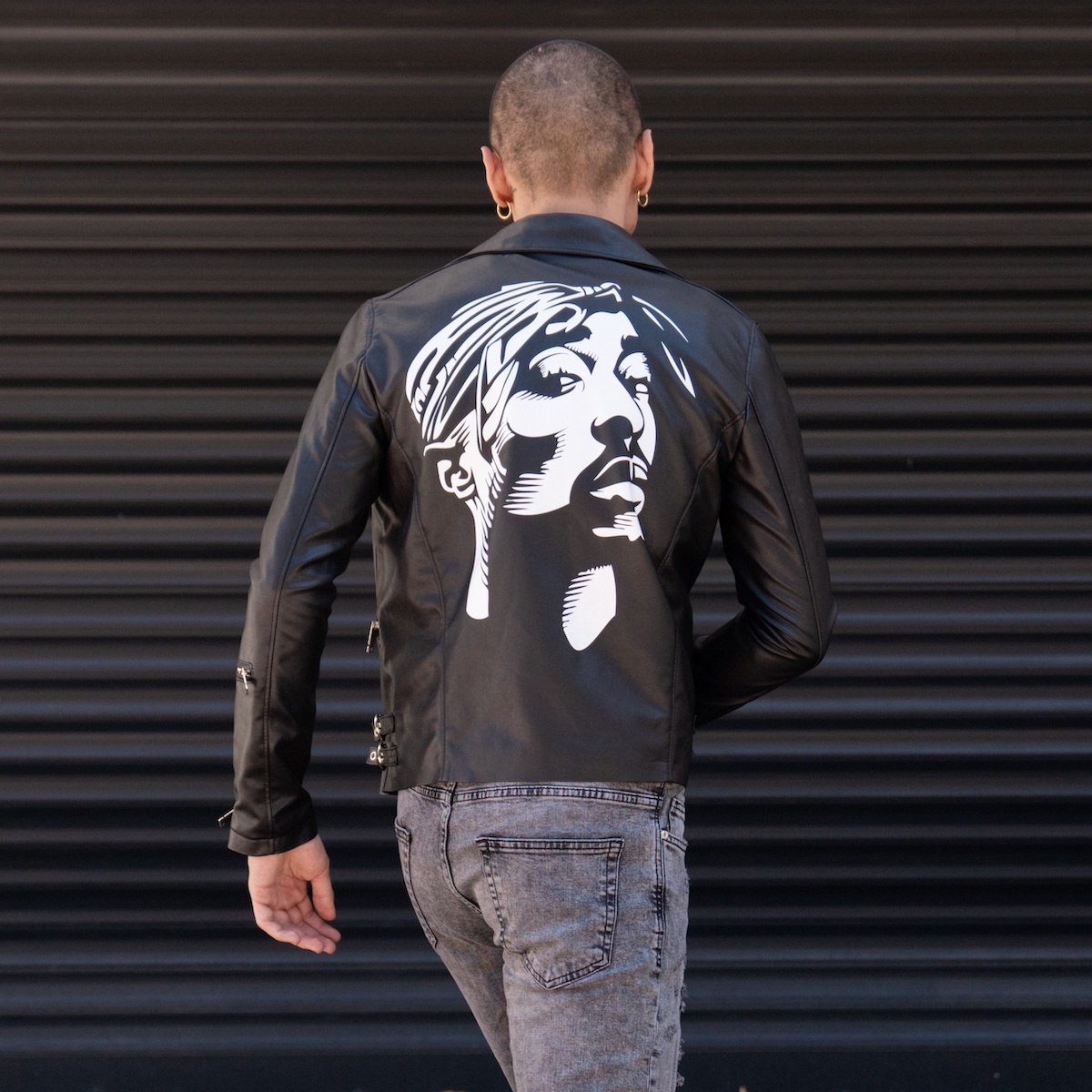 Men's Leather Biker Jacket "Tupac" Black | Martin Valen