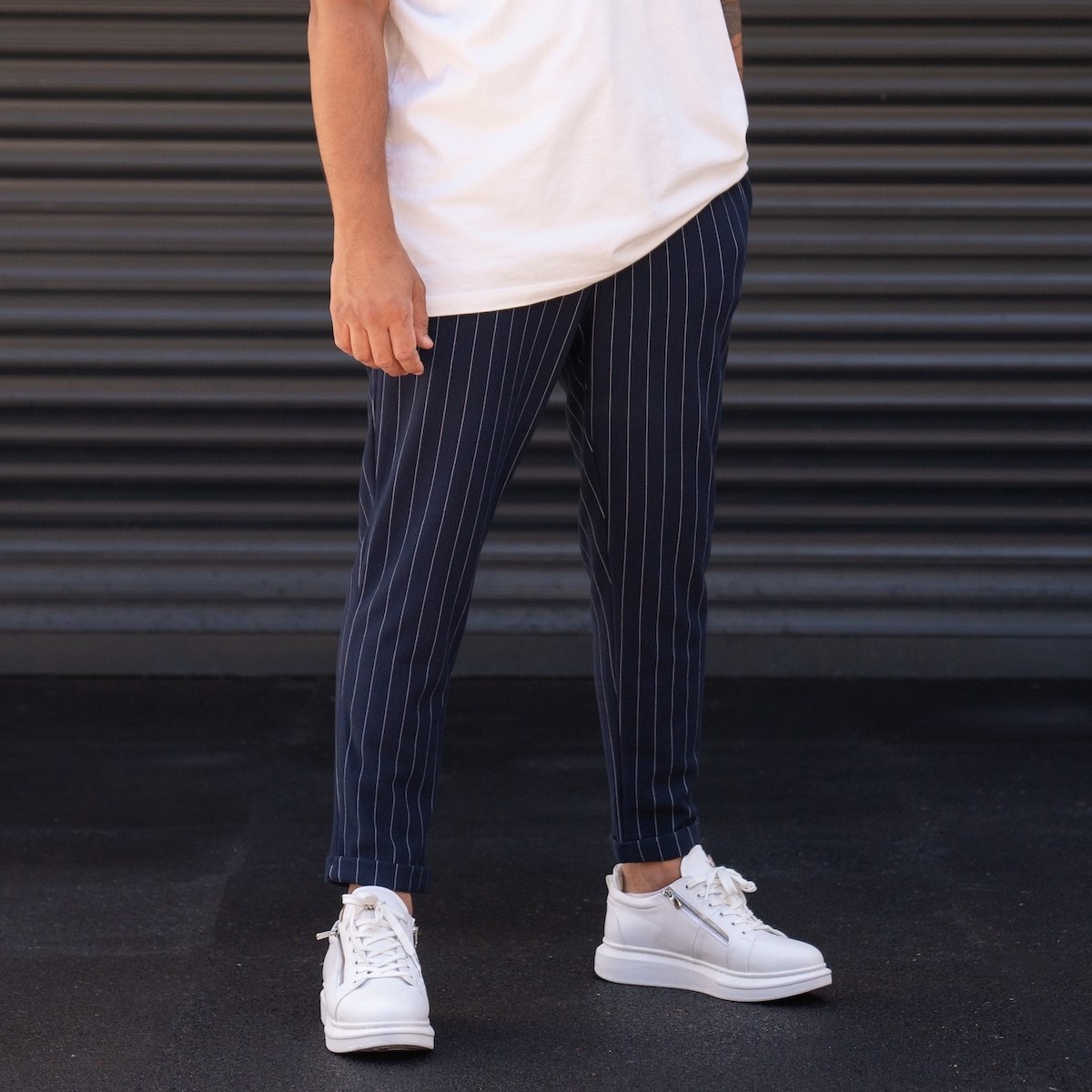 Grey Stripe Skinny Crop Trousers | New Look