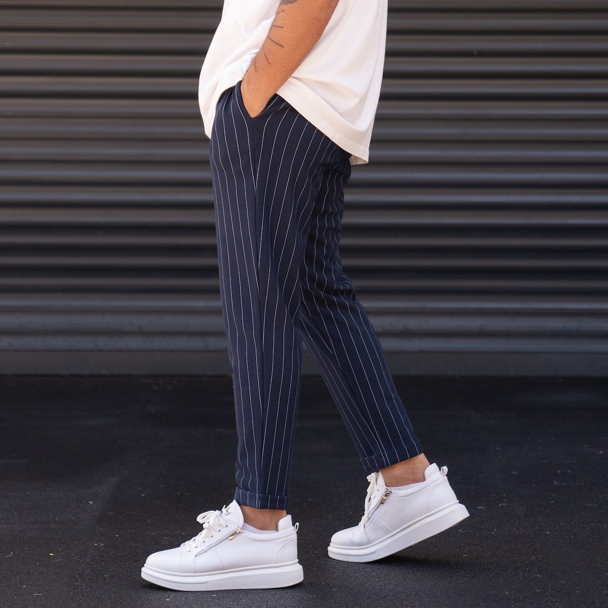 Blue Wool Striped Men Formal Trouser Pants – MyGoTo Brands