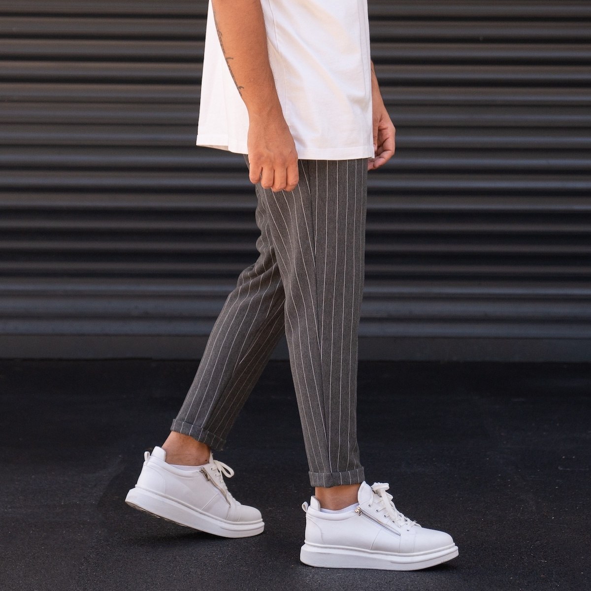 Men's Oversize Striped Anthracite Pants