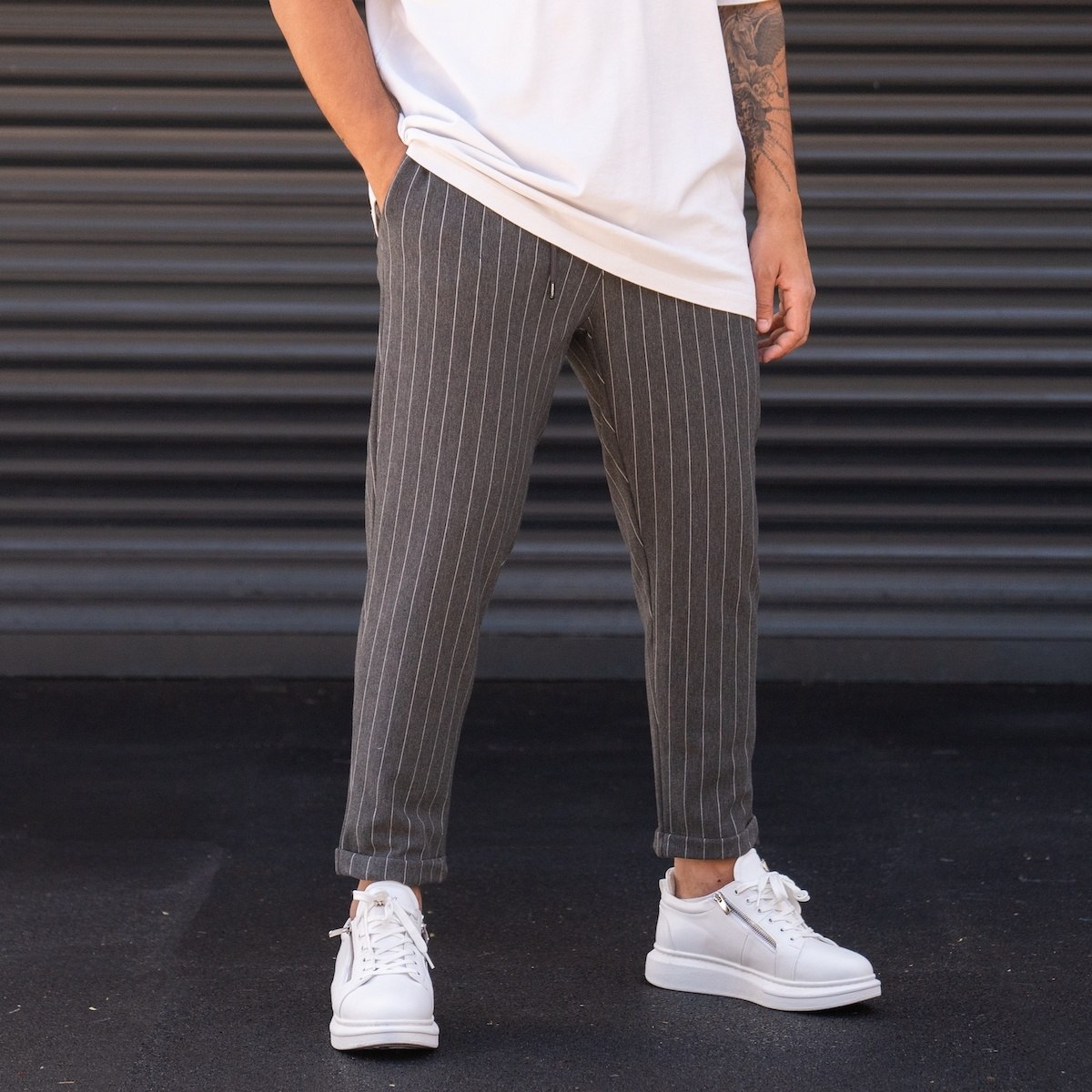Men's Oversize Striped Anthracite Pants