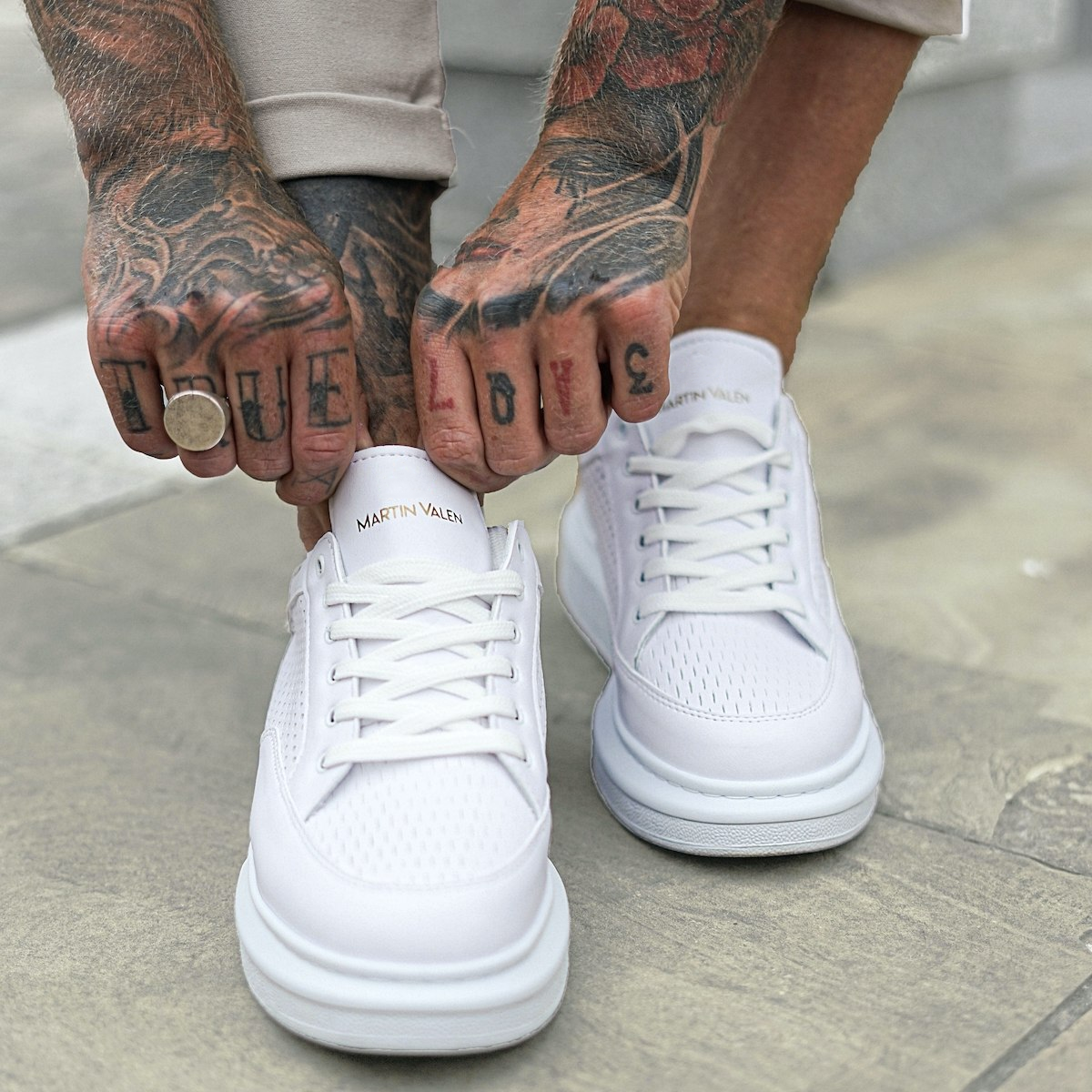 Tênis para Homens Sneakers Respiráveis Brancos | Martin Valen